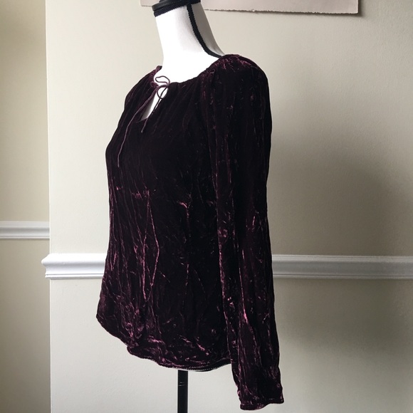 Kate hill silk theater v neck purple velvet blouse - Picture 2 of 5
